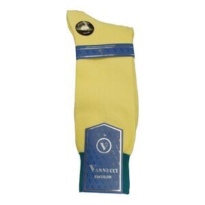 MEN'S VANNUCCI COUTURE YELLOW MESH FASHION DRESS SOCK.